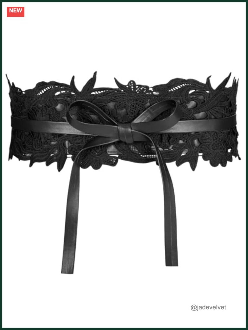 Women Lace Faux Leather Wide Obi Waist Belt Cinch Bow Tie Corset Wrap